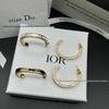 Black & White Enamel Letter-Inlaid Diamond Half-Hoop Earrings for Women
