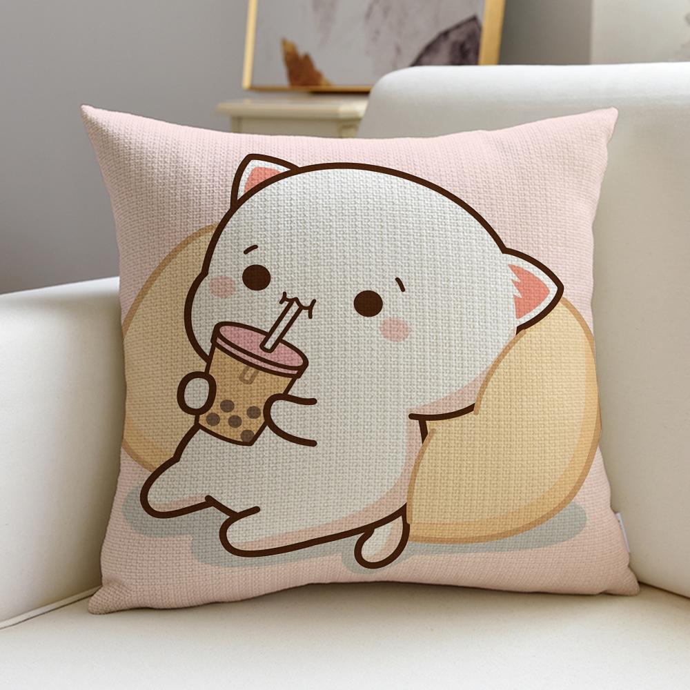 Squishy MMochi CatS Cushion Cover Breathable and skinfriendly linen pillowcase square removable and washable cushion