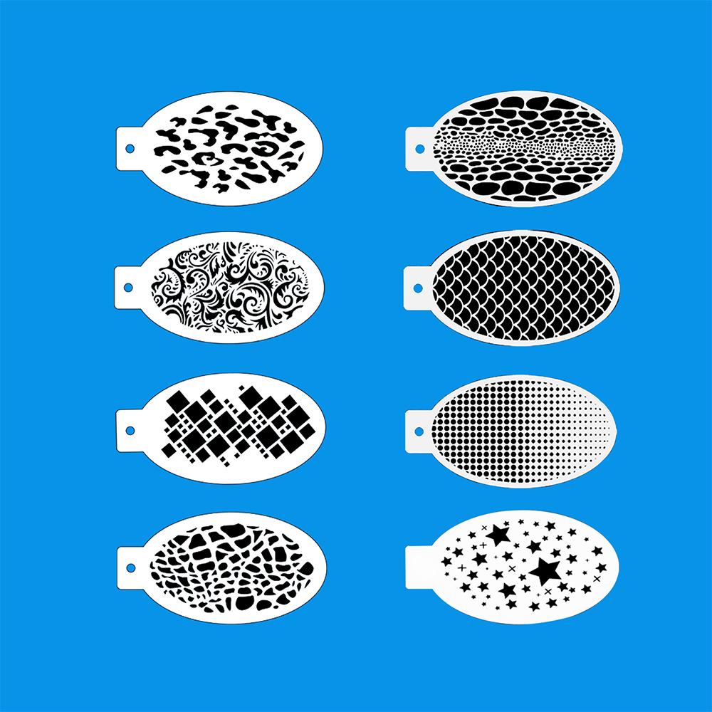 8 szt. 9 szt. Wielokrotnego użytku Szablony do Malowania Twarzy do Malowania Ciała Halloween Party Makijaż Szablony do Tymczasowych Tatuaży