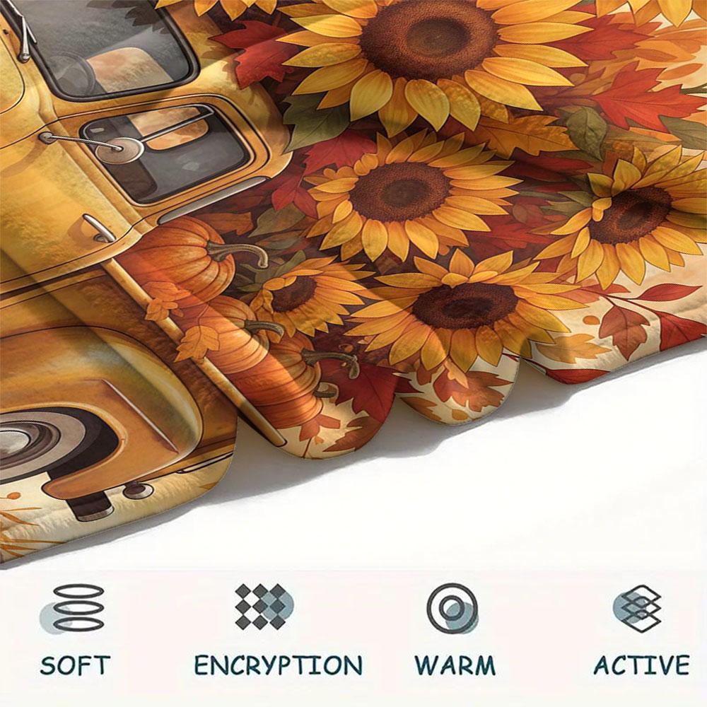 1Pc Seasons truck Print Flannel Blanket, High quality Comfortable for All Seasons, Home Decor, Warmth and Comfort, Perfect for Christmas Gifts