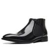 Brand Men's Boots Fashion Pointed Business Boots High Quality Patent Leather Ankle Booties Men Chelsea Boots Dress Leather Botas