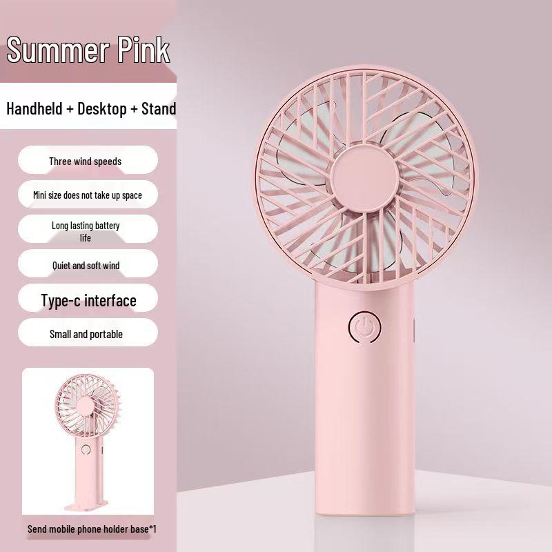 USB Rechargeable Handheld Portable Fan with Phone Holder