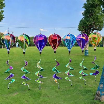 Giant Size Rainbow Hot Air Balloon Plastic Material 43.3inch Height Wind Spinners Rotating Sequins 4X Balloon Windmill Play
