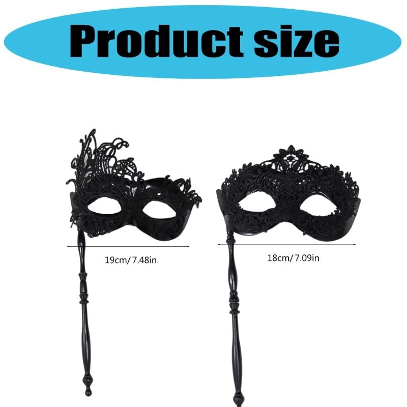 Sophisticated Handheld Parties Mask For Masquerades Event Feathered Lace Design Lightweight Build Comfortable Grip