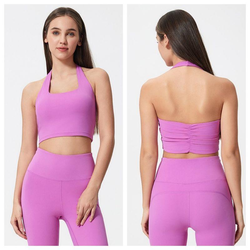 Hanging Neck Sling Sports Vest Women Slim fit With Chest Pad Outdoor Fitness Bra Running Top Yoga Underwear High Elastic