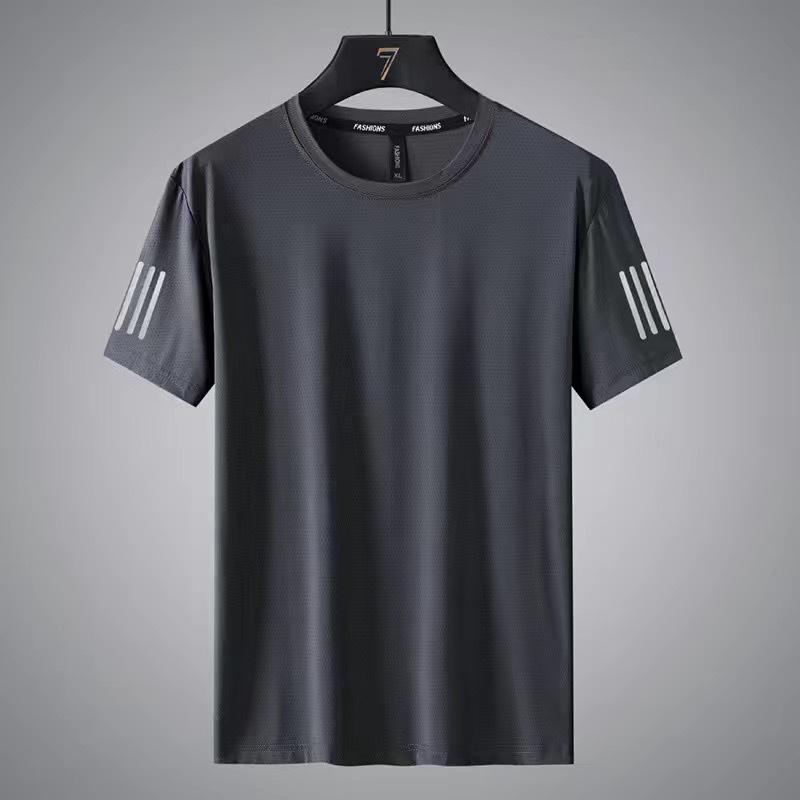 Summer Fashion Trend Drape Round Neck Men's Short-sleeved T-shirt Mesh Breathable Cool Feeling