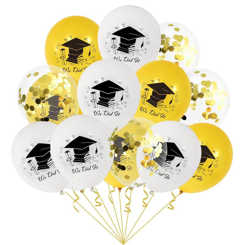 Graduation season theme decoration graduation latex balloon set gold confetti combination balloon congratulations graduation party