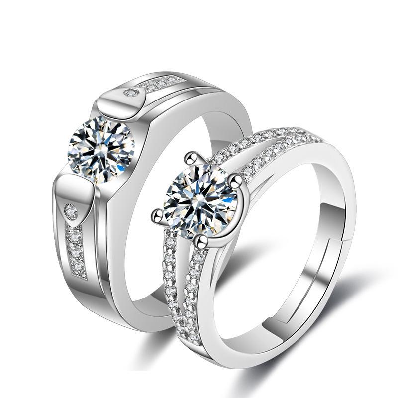Adjustable Platinum Plated Double Row Couple Rings: A Pair for Deep Confessions
