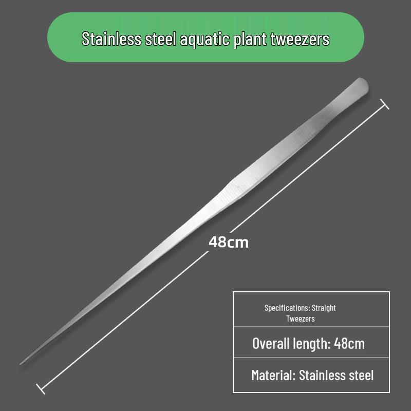 Aquarium Plant Care Set: Stainless Steel Curved Scissors, Tweezers, and Trimming Tools for Aquatic Landscaping and Cleaning.