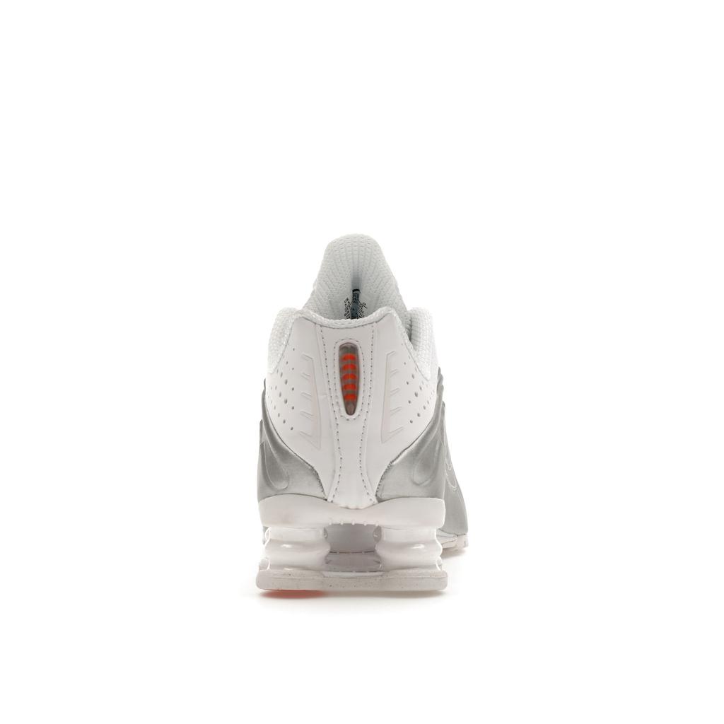 Nike  Shox R4 White Metallic Women Sneakers Metallic-Silver Max-Orange AR3565-101
