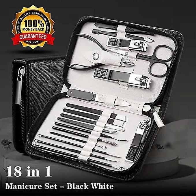 Kongqtee Set de Manucure Kit de Coupe-ongles Pour Femmes et Hommes 18 en 1 Professionnel Acier Inoxydable Kit d'Outils de Soin des Pieds Coupe-ongles Set Ciseaux Toilettage K