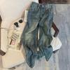 American Retro High-Waisted Blue Wide-Leg Denim Pants for Women - Trendy Slimming Summer Style