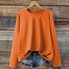 Women's Fashionable Solid Color Round Neck Long Sleeved Sports Casual Pullover Sweatshirt Top