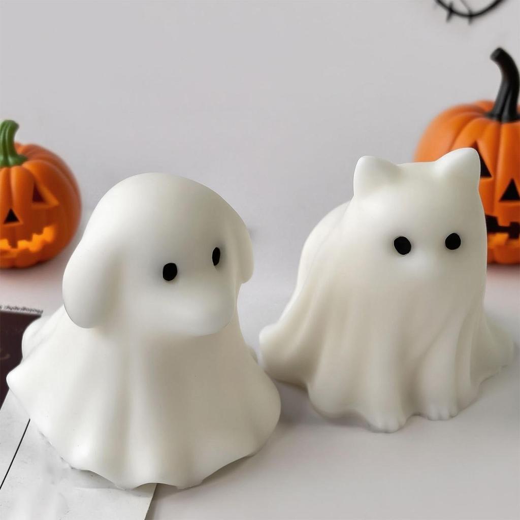 Halloween Ghost Candle Mold 3D Puppy/cat Figurine Silicone Mold Suitable for making candles aromatherapy gypsum wax clay crafts