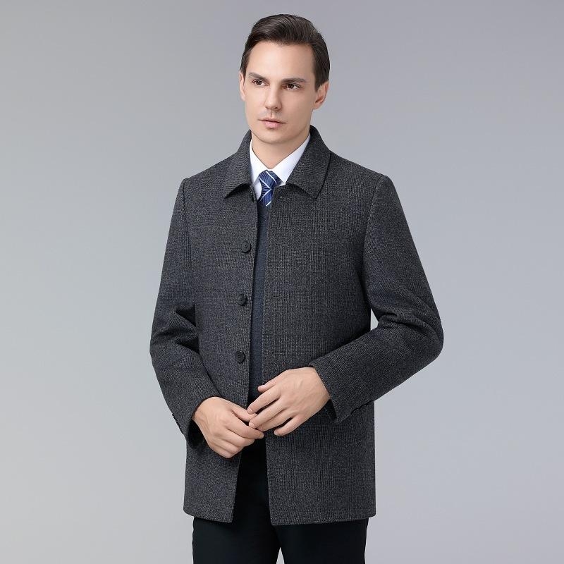 Double-sided woolen cashmere coat men's medium-length middle-aged dad wear business casual removable liner woolen woolen coat