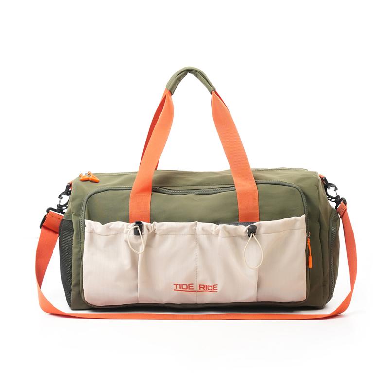 

Color Block Large Capacity Travel Bag Luggage Bag Swimming Dry and Wet Separate Gym Bag with Separation Shoes Bags With Letter зелений