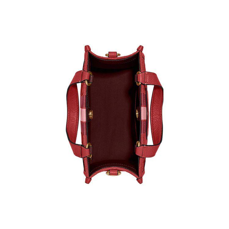 Coach Dempsey 22 Classic Monogram Snap Closure Fabric And Leather Tote Bag Women Tote Red C8417-IMP2Z
