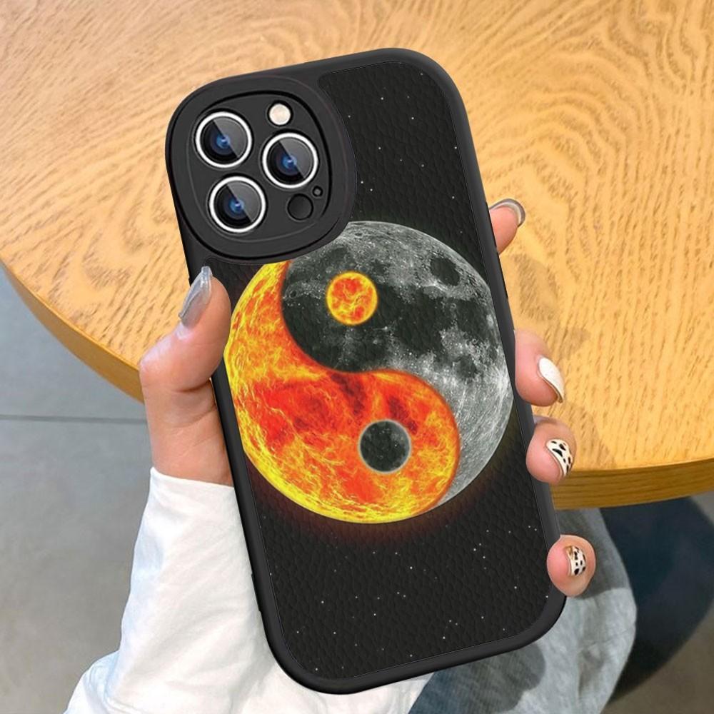 Naturalize Yin and Yang Chinese Tai Chi Pouzdro na telefon z tvrdé kůže pro iPhone 14 13 12 Mini 11 14 Pro Max Xs X Xr 7 8 Plus Fundas