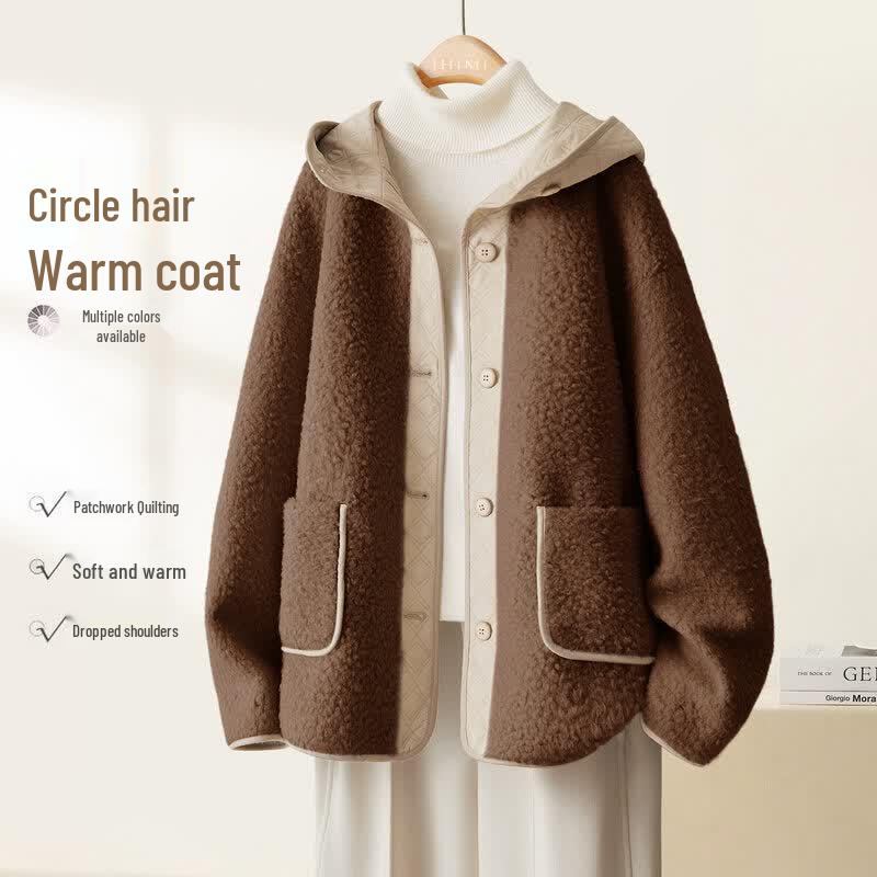 

IHIMI Women s Warm Patchwork Hooded Fleece Jacket XL
