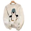 Autumn and winter retro high street Hong Kong style printing women's 2025 new velvet thickened versatile crew neck loose sweater men