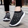Fashion Women Flat Shoes Knitted Shoes Breathable Mesh Sneakers Crystals Sparkly Sock Shoes Casual Lightweight Walking Shoes