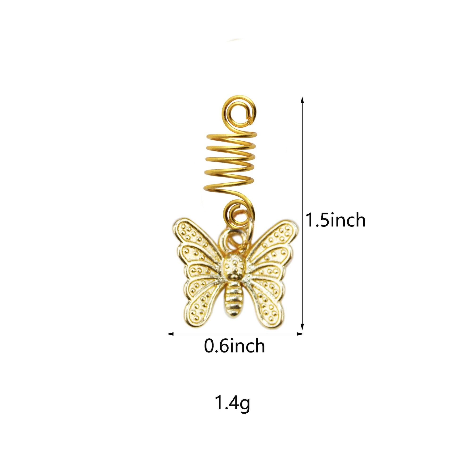 

10 шт. золотые дреды с бабочками, бусины для волос, дреды, кольца для волос невесты, декор, плетение, заколки, косички, аксессуары для укладки