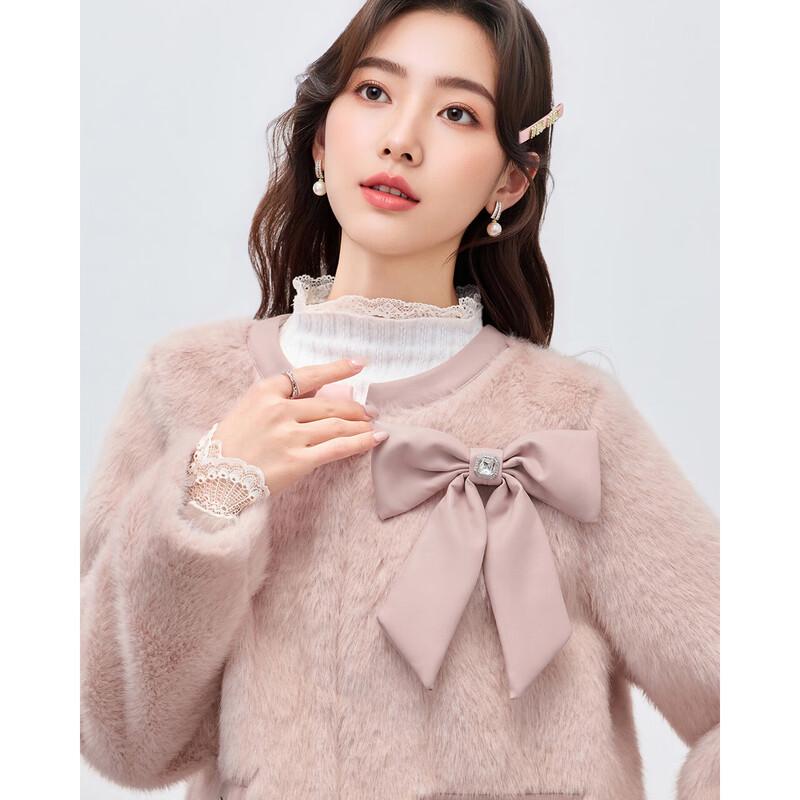IEF French Sweet Bow Plush Coat