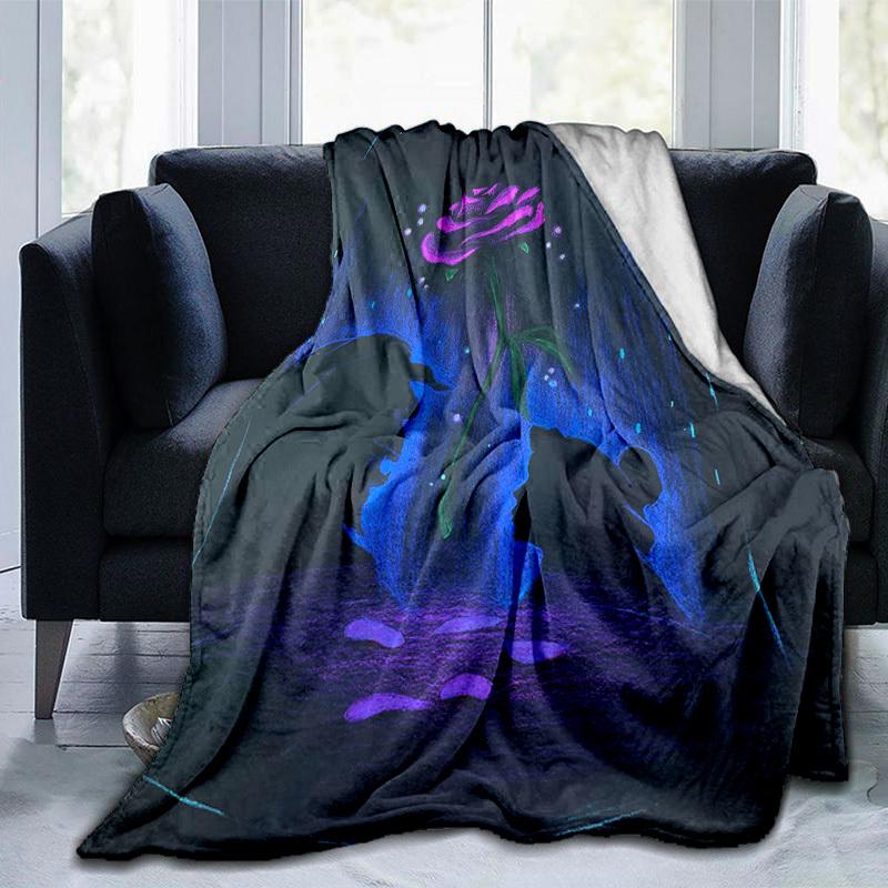 1pc. Glowing Rose Silhouette Art Blanket, Perfect for Home Decor, Office Use, Outdoor Activities, and Gift Ideas