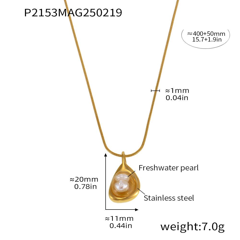 Qiong Yao Niche Fashion Gold Bead Freshwater Pearl Pendant Necklace
