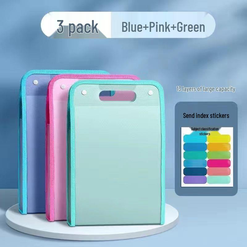 Multi-layer Student Test Paper Storage Accordion Bag - Durable Handheld Folder for Junior High Students