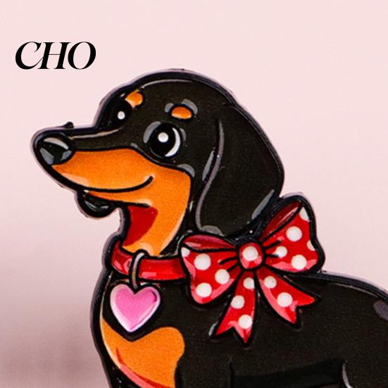 Women Brooch Decorative Enamel Dachshund Design Zinc Alloy Lapel Pin Sweater Dress Suit Badge Versatile Outfit Accessory