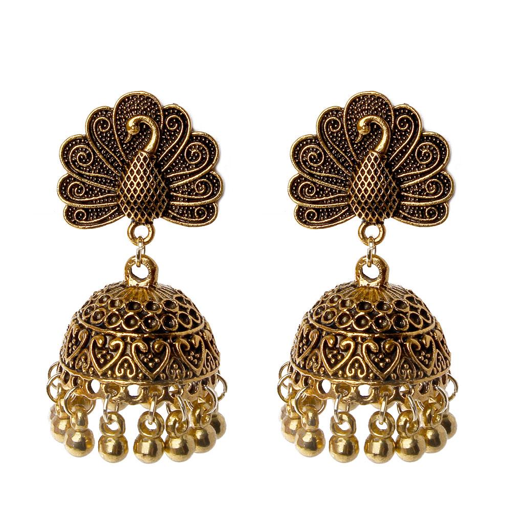 Ethnic Style Jhumka Indian Dangle Earrings Tassel Drop Earrings Peacock Earrings