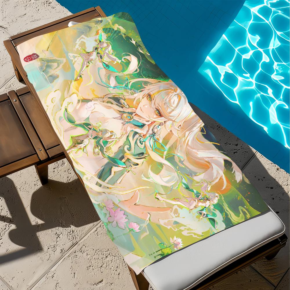 Genshin Impact Zibai Towel Beach Quick Dry Soft Pool Towels Gift for Travel Gym Shower Camping Sports