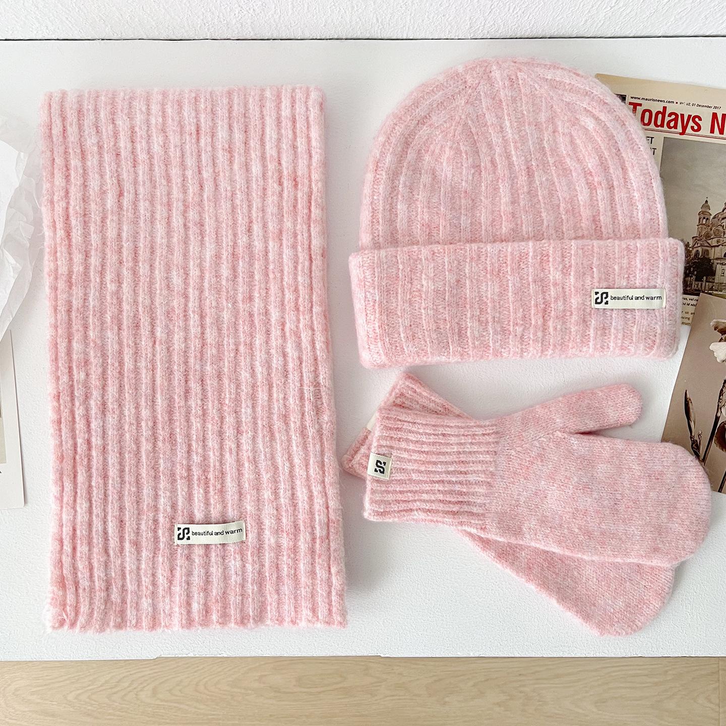 

3Pcs/Set Knitted Ring Scarf Women Wool Hat Winter Warm Scarves Solid Cap Design Soft Cashmere Pashmina Collar Neckerscarf