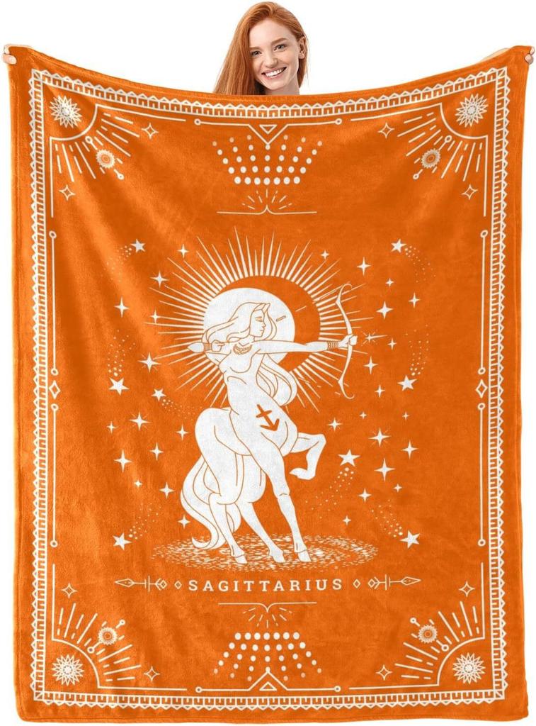 Twelve Constellation Tarot Cards Printed Blanket for Sofa Bed Travel Camping Living Room Office Conditioning Blanket
