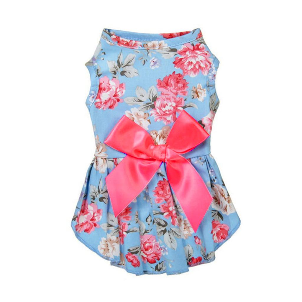 Puppy Shirt Pet Outing Floral Print T-Shirt With Hemline Puppy Girl Clothes Tank Top