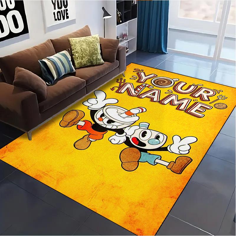 Name Custom Cuphead Game Carpet Rug for Living Room Bedroom Home Sofa Decoration,Kids play Non-slip Floor Mat