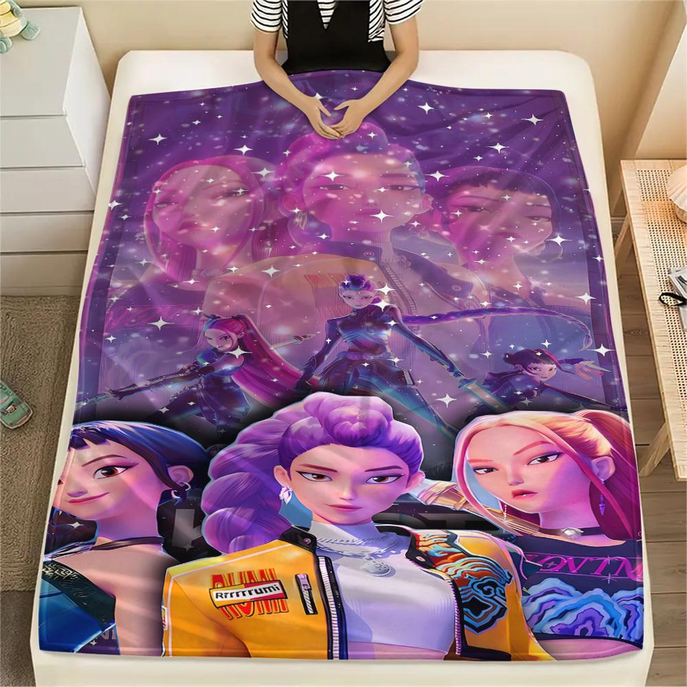 

1PC Kpop Demon Hunters Print Flannel Blanket, High quality All Seasons, Home Decor, Warmth and Comfort, Perfect for Christmas Gifts 80cm x 120cm