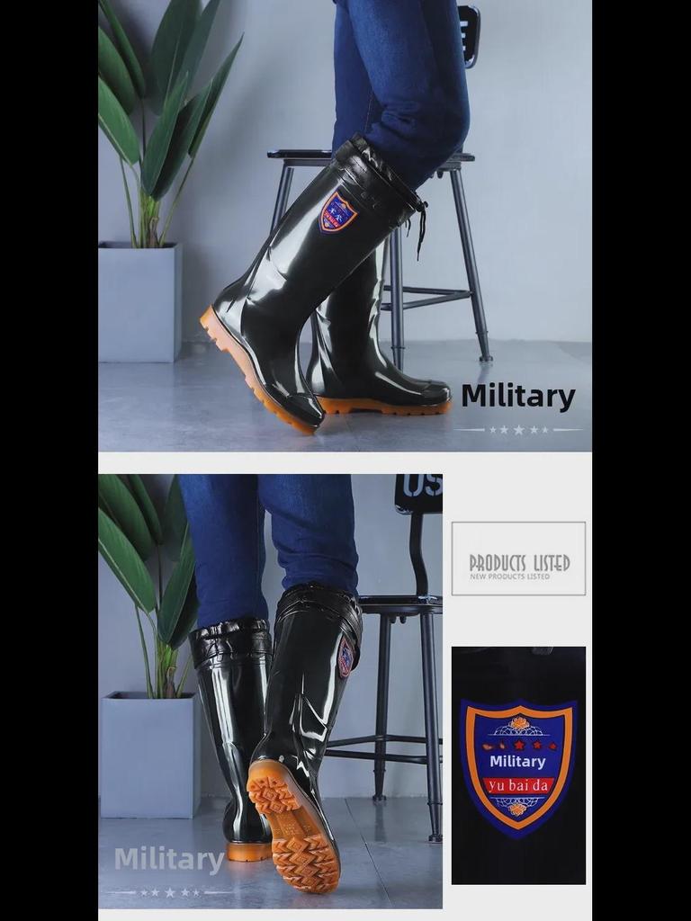 Men's Durable PVC Anti-Slip High-Top Rain Boots for Mining and Labor Protection