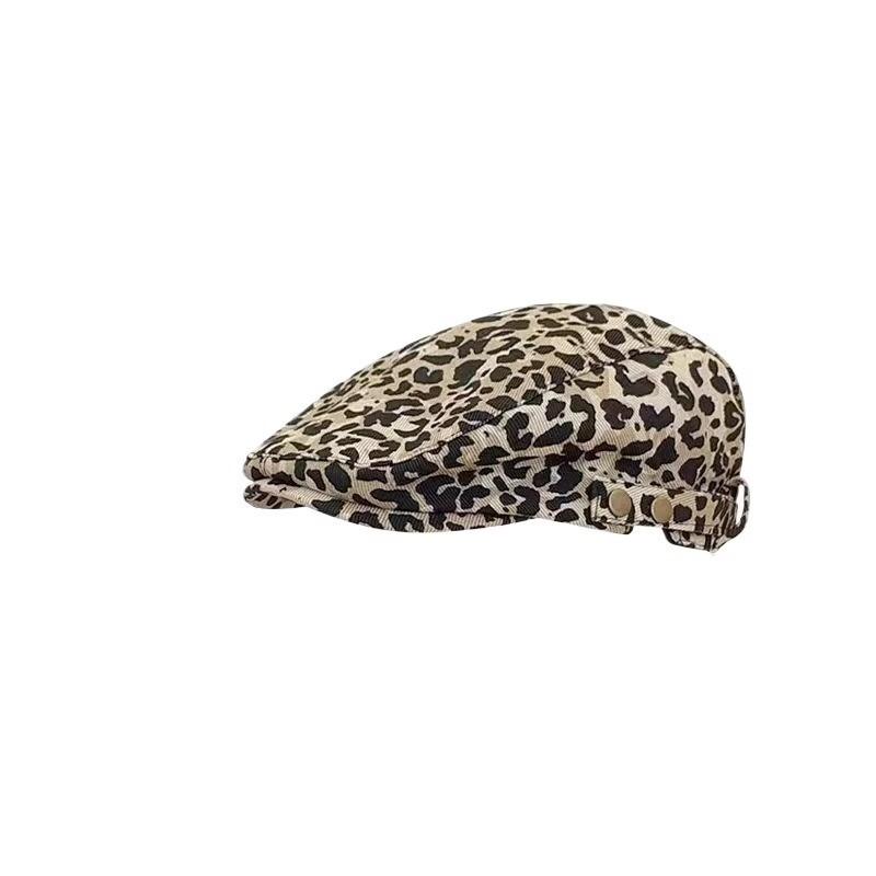 

Summer Retro Leopard Print Forward Hat For Women, Fashionable Beret