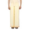 PRAKASAM COTTON Dhoti da Uomo Colore Bianco Bordo Jari Tasca con Velcro Cucito/Taglia Vita -34 pollici- Lunghezza- 42 pollici