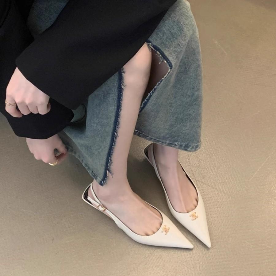 French Black Temperament Stiletto High Heels Bag Head Sandals Fairy Shoes 2025 New Spring and Summer Pointed Single Shoes