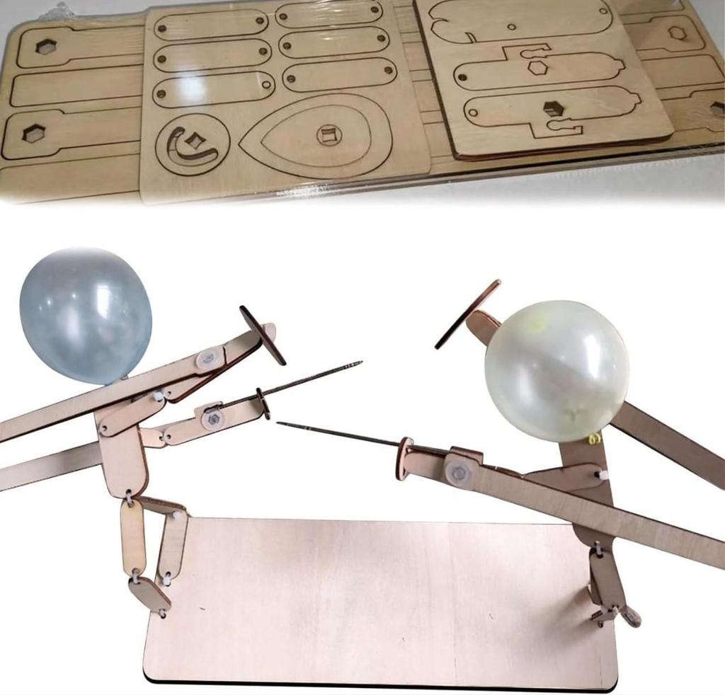 Platformă din lemn cu baloane de luptă pentru copii - Joc pentru doi jucători