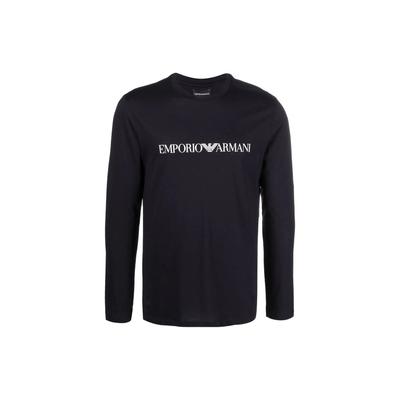 Solid Color Letter Print Round Neck Straight Long Sleeve T-Shirt Men Tops Blue 8N1TN8-1JPZZ-0974