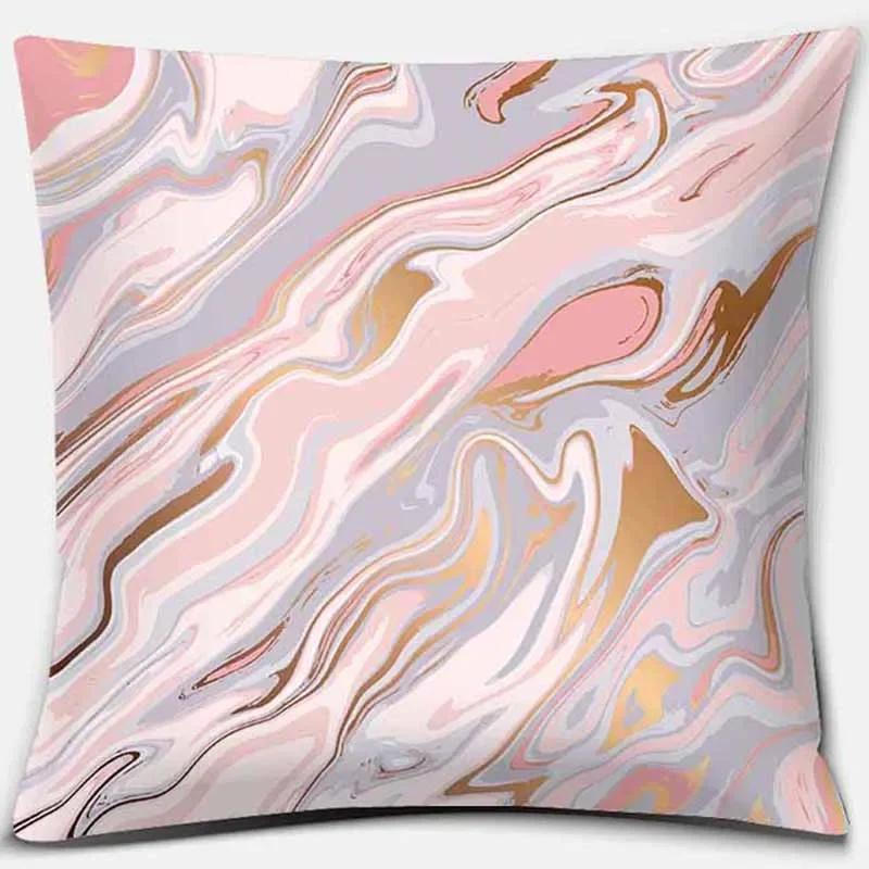 Home Decor Pink Printed Square Polyester Pillowcase Car Sofa Cushion Cover For Bedroom Living Room Sofa X
