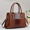 Large Pu Tote Bag With Crocodile Embossing For Daily Commuting And Casual Wear