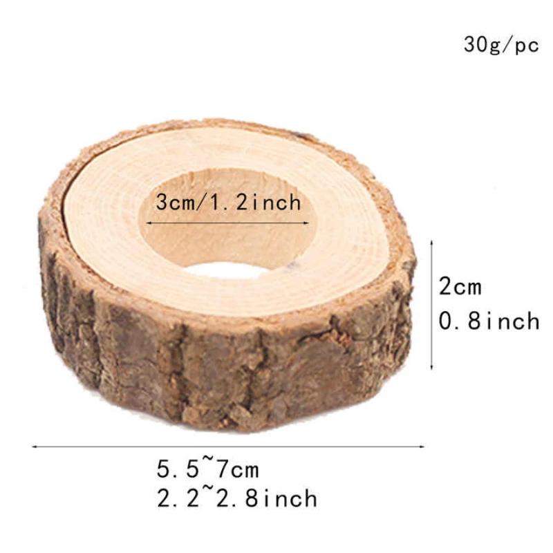 6-30PCS Rustic Wooden Napkin Rings Handmade Bark Log Craft Table Decoration for Wedding Dinner Party and Home Decor Accessories