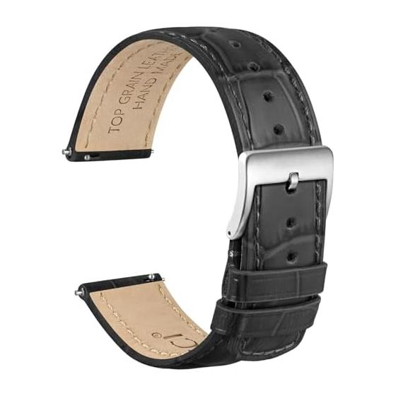 [WOCCI] Watch Strap 18mm 20mm 22mm Genuine Leather Crocodile Embossed Watch Band Top Grain Leather Replacement Belt Quick Release