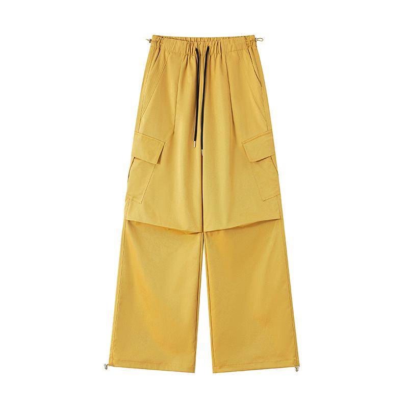 High Waist Wide Leg Paratrooper Pants - Casual Autumn Floor-Length Sportswear