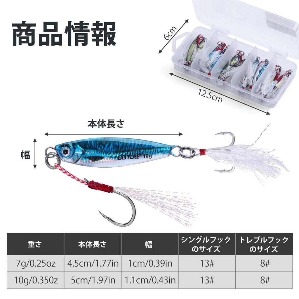 Goture Metal for Sea Boat Slow High Casting 3D Laser Realistic Perfect for Surf Red Sea Sea and with Storage Box Jigs, 10-Piece Set, 7g, Jigging,